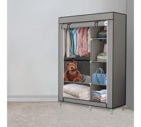 HUOLE Armoire de Rangement Pliable- Penderie Dressing Textile en Tissu Intissé avec Fermeture à Glissière - Garde-Robe Placard Camping(105 * 45 * 170cm-gris foncé)