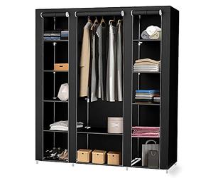 HUOLE Armoire de Rangement PliableArmoire en Tissu, Penderie Pliante, Dressing Simple, Organiseur pour Jouets, Chaussures, Sacs, Salon, Chambre (172 * 134 * 43cm (Noir))