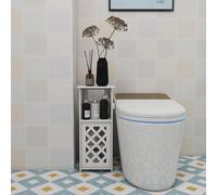 HUOLE Armoire de Salle de Bain, Petit Meuble de Rangement pour Toilettes, Armoire Toilettes Porte Brosse WC Meuble de Salle de Bain sur Pied en Bois, 24 * 22 * 56cm -Blanc