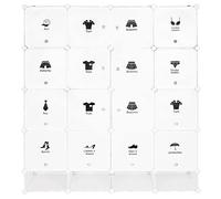 HUOLE Armoire Penderie Portable, Étagère de Rangement, Cubes de Stockage Modulaire en Plastique, Assemblage Facile pour Vêtements, Accessoires, Jouets,4ème étage