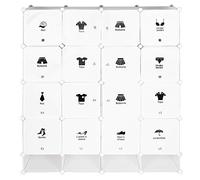 HUOLE Armoire Penderie Portable, Étagère de Rangement, Cubes de Stockage Modulaire en Plastique, Assemblage Facile pour Vêtements, Accessoires, Jouets,4ème étage