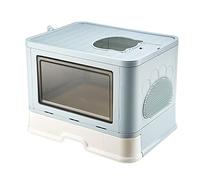 HUOLE Bac à litière pour Chaton avec Couvercle, Maison de Toilette pour Chats avec bacs Amovibles Amovible pour Un Nettoyage Facile-48.5 * 36.5 * 38cm PP-Bleu