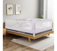 HUOLE Barrière de Lit Enfants avec Sangles, Barrière de Sécurité Pliable avec Tissu en Maille Respisante, Angle Réglable 0°à 180°& Cadre en Métal-150 * 70 * 26 cm-Gris