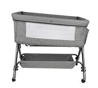 HUOLE Berceau 3 en 1, Lit Cododo, Berceau, Berceau à Inclinaison réglable, Hauteur réglable sur 4 Niveaux, jusqu'à 20 kg, Moustiquaire, Panier de Rangement-104 * 52 * 100-110 cm - Gris Lin