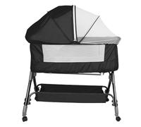 HUOLE Berceau 3 en 1, Lit Cododo, Berceau, Berceau à Inclinaison réglable, Hauteur réglable sur 4 Niveaux, jusqu'à 20 kg, Moustiquaire, Panier de Rangement-104 * 52 * 100-110 cm-Noir