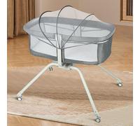 HUOLE Berceau bébé 3 en 1, Lit bébé, Transat bébé inclinable et Chaise Haute bébé,94 * 70 * 80cm (Gris)