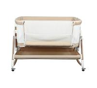 HUOLE Berceau Bébé 3 en 1, Lit Cododo Portable avec Mode Berceau, Matelas Amovible, Hauteur Réglable, Poches de Rangement et Roues Verrouillables, 90 x 60 x 90-115 cm - Blanc cassé + Or