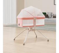 HUOLE Berceau Bébé Lit bébé Lit cododo pour bébé 4 en 1 Berceau bébé Pliable Hauteur réglable 4 roulettes Pivotantes, Cadeau pour Nouveau-né 0-2 ans-94 * 70 * 80cm (Rose)