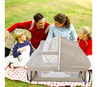 HUOLE Berceau Bébé Lit cododo pour bébé 3 en 1 Lits de bébé, Lits de Voyage, lit d'appoint, Cadeau pour Nouveau-né 0-2 ans-90 * 70 * 50cm (Beige)