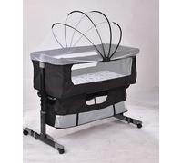 HUOLE Berceau Cododo avec Matelas et Moustiquaire 2 in 1 Lit Bébé Cododo pour Les Bébés de 1 à 36 Mois Lit Bébé Pliable 2 en 1 Berceau bébé Mobile Lit d'Appoint -92 * 58 * 70-90cm - Noir