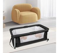 HUOLE Berceau Cododo avec Matelas et Moustiquaire,lit d'appoint, lit de Voyage pour Enfants, Parc, pour bébés et Enfants de la Naissance jusqu'à 35 kg,90 * 70 * 50cm (Noir)