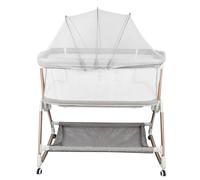 HUOLE Berceau pour Bébé avec Système de Fixation au Lit | Fonction Balancelle, Hauteur Réglable et Côtés Ventilés | Berceau Cododo Parfait pour Dormir Près de Bébé-96 * 60 * 90-115 cm - Gris