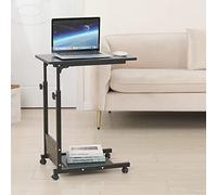 HUOLE Bureau Debout réglable en Hauteur Table d'appoint en Bois Clair Table d'appoint pour Ordinateur Portable avec roulettes pour Bureau, lit, canapé, hôpital-56.5 * 37*/95cm-Noir