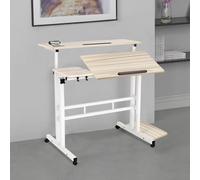 HUOLE Bureau Gamer, Bureau Assis-Debout électrique réglable en Hauteur, Ergonomique, Facile à Utiliser, Support Tour PC Réglable,102 x 60 x 67-115 cm (Grand Format) érable Blanc