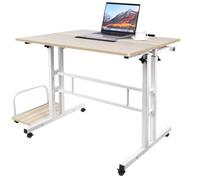 HUOLE Bureau Gamer, Bureau Assis-Debout réglable en Hauteur, Ergonomique, Facile à Utiliser, Support de Table lit pour canapé, 102 x 60 x 67-115 cm (Grand Format) érable Blanc