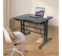 HUOLE Bureau Gamer, Bureau Assis-Debout réglable en Hauteur, Ergonomique, Facile à Utiliser, Support de Table lit pour canapé, 102 x 60 x 67-115 cm (Grand Format) Noir