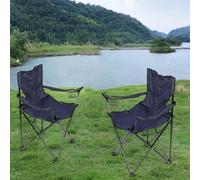 HUOLE Chaise Pliante Camping Fauteuil Pliable Chaise de Plage Ultra léger avec Porte Gobelet, Idéal Voyages, Pêche, Festival, Camping, Plage,50 * 50 * 80 cm-Bleu Marine-2PC