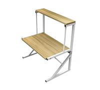 HUOLE Cuisine Micro Ondes Etagere Rangement,Étagère pour Micro-Ondes à 2 Couches - Extensible - pour épices, conserves, Bouteilles, jusqu'à 25 kg (65 * 54 * 30cm-Jaune Noyer)