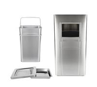 HUOLE Déchet Extérieur Ecole Unité Bureau Restaurant Hôpital -Poubelle à Cendrier d'Hôtel Poubelle de Recyclage Ordure24*24 * 60 cm 35L-argent (1 PC)