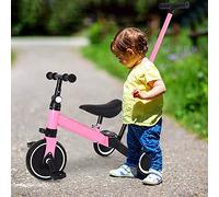 HUOLE Draisienne Bebe, Jouet Enfant pour 12-24 Mois, 4 Ruotes, Cadeau du Premier Anniversaire d'un Enfant (Poids corporel Max. 25 kg), Jouet pour Filles et Garçons-Trois -in-Un (Rose)