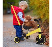 HUOLE Draisienne Enfants Vélo Bébé sans Pédales de 10-36 Mois, Jouet d'Equitation Trotteur Bebe Mini Bike Cadeau Anniversaire Noel Jusqu'à 25 kg, Antivol de Direction-Trois -in-Un (Jaune)