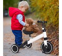 HUOLE Draisienne Enfants Vélo Bébé sans Pédales de 10-36 Mois, Jouet d'Equitation Trotteur Bebe Mini Bike Cadeau Anniversaire Noel Jusqu'à 25 kg, Antivol de Direction-Deux -in-Un (Blanc)