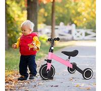HUOLE Draisienne Enfants Vélo Bébé sans Pédales de 10-36 Mois, Jouet d'Equitation Trotteur Bebe Mini Bike Cadeau Anniversaire Noel Jusqu'à 25 kg, Antivol de Direction-Deux -in-Un (Rose)
