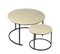 HUOLE Ensemble de 2 Tables Basses Rondes, Tables Gigognes de Salon Modernes, Structure en Métal, 40 cm et 60 cm, en Marbre Pandora et Pierre Frittée BB (60 * 60 * 45 e 40 * 40 * 38) Acero Bianco