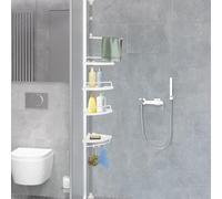 HUOLE Étagère de Douche Réglable en Hauteur, 4 Niveaux, Étagère d'angle Télescopique, Hauteur, Rangement de Salle de Bain, Serviteur Extensible avec 4 Supports (254-304 cm (plastique) Blanc)