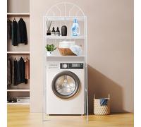 HUOLE Étagère de Rangement à 3 étages pour Machine à Laver - Gain de Place - Multifonctionnel - Support à roulement Solide, Ajustable - À Suspendre, 65 x 34 x 177 cm - Blanc