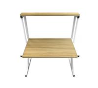 HUOLE Étagère de Rangement pour épices, Micro-Ondes, Structure en métal, avec 2 étagères, étagères en Bois, Organisateur d'étagères, Outils de Cuisine, Design Moderne-65 * 54 * 30cm-Jaune Noyer