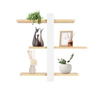 HUOLE Étagère Murale Industrielle en Acier pour Tuyaux en Bois Étagère Suspendue Bibliothèque Étagère de Rangement à 3 Niveaux pour Cuisine, Salon, Chambre à Coucher, 58 * 50 * 16cm-Blanc (2pc)