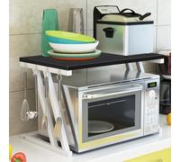 HUOLE Étagère pour Micro-Porte-épices- Extensible - ondes avec crochets, support de four, grille à rôtir, étagère de plan de travail pour micro-ondes, étagère de rangement de comptoir de cuisine