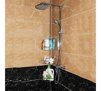 HUOLE Étagère Salle de Bain Télescopique,Étagère de Douche Telescopique Réglable en Hauteur, Sans Percage Acier Inoxydable avec 3 Paniers, pour Salle de Bain,110-280 cm