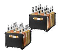 HUOLE Extensible Organisateur en Métal, Rangement sous Evier, Ajustable Coulissant Tiroir Étagères pour Placard Meuble Cuisine Salle Bain,Noir - 38 x 25 x 19 cm (2 pièces)