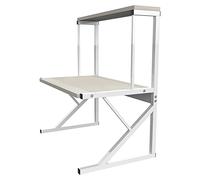 HUOLE Extensible Support Micro Onde en Métal, Hauteur Réglable, Étagère de Rangement pour Cuisine, Titulaire d'épice avec 3 Crochets, Charge maximale 25 kg (65 * 54 * 30 cm-Couleur érable Blanc)