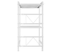 HUOLE Extensible Support Micro Onde en Métal, Hauteur Réglable, Étagère de Rangement pour Cuisine, Titulaire d'épice avec 3 Crochets, Charge maximale 25 kg (40/64 * 36,5 * 78 cm-Blanc)