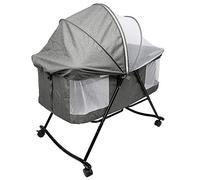HUOLE Lit Bébé Cododo - Berceau Cododo Bébé avec Matelas, Mode Bascule pour Bercer Bébé, Côté Repliable, Hauteur Réglable, Roues et Sac de Voyage - 0-6 Mois-moustiquaire (106 * 92 * 55cm (Gris))