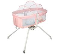 HUOLE lit Bebe indépendant, cododo co-Sleeping, du Nouveau-né à 50 kg, Hauteur et Inclinaison réglables, 4 Roues avec Blocage, 94 * 70 * 80cm (Rose)