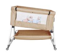 HUOLE Lit Cododo Bébé 0-6 Mois avec Roues Intégrés, 2en 1 Lit bébé Berceau Cododo,Berceau Cododo avec Matelas et Moustiquaire,80 * 40 * 100-115 cm (6 Niveaux de Hauteur) - Blanc cassé