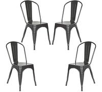 HUOLE Lot de 4 Chaises de Salle à Manger Empilables en Métal Style Industriel Vintage, Convient pour Une Utilisation Intérieure et Extérieure, Chaise de Jardin,85 * 45 * 45cm