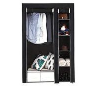 HUOLE meihe Armoire de Rangement en Toile,Armoire de Rangement- Garde-Robe/Penderie en Tissu Non-tissé/Armoire à vêtements (172 * 105 * 43cm, Noir)