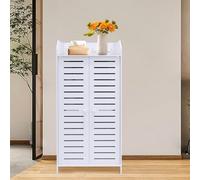 HUOLE Meuble à Chaussures, Commode Meuble de Rangement avec 2 Portes avec tablettes intérieures, en mélaminé Blanc Mat,40 x 35 x 90 cm (4É)