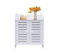 HUOLE Meuble à Chaussures, Commode Meuble de Rangement avec 2 Portes avec tablettes intérieures, en mélaminé Blanc Mat, 40 x 35 x 53 cm (2É)