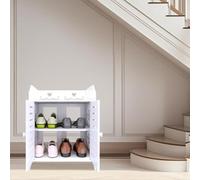 HUOLE Meuble Colonne de Salle de Bain Haute Meuble Rangement, Armoire sur Pied, pour Salon, Salle à Manger, Cuisine, pour Salle de Bain,40 x 35 x 53 cm (Deux Niveaux)