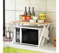 HUOLE Meuble Rangement de Cuisine Support Four Micro-Ondes avec 2 Niveaux d'étagère Extensible en Hauteur & Largeur- avec 3 Crochets Parfaits (57 * 38 * 38 cm Z-Noyer)