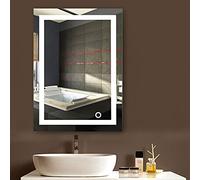 HUOLE Miroir Mural Rectangulaire LED de Salle de Bain,avec éclairage LED,Miroir Cosmétiques avec Commande par Effleurement/Anti-buée (50 * 70cm)