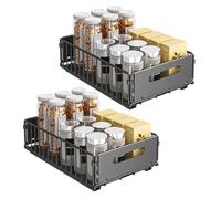 HUOLE Organiseur de Cuisine, Étagère sous Évier, Rangement dans Placard, sous Lavabo, avec Tiroirs, pour Cuisine, Salle de Bain, Noir - 38 x 25 x 10 cm (2 pièces)