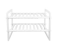 HUOLE Organiseur sous évier à 2 niveaux, étagère de rangement extensible avec étagères amovibles en plastique et tuyaux en acier, étagère pour cuisine, salle de bain