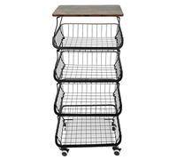 HUOLE Panier de Fruits et Legumes avec Roues, Support Utilitaire de Panier de Fruits Roulant empilable à 5 Niveaux, Panier a Legumes pour la Cuisine, Garde-manger,les Toilettes 40 * 30 * 94cm